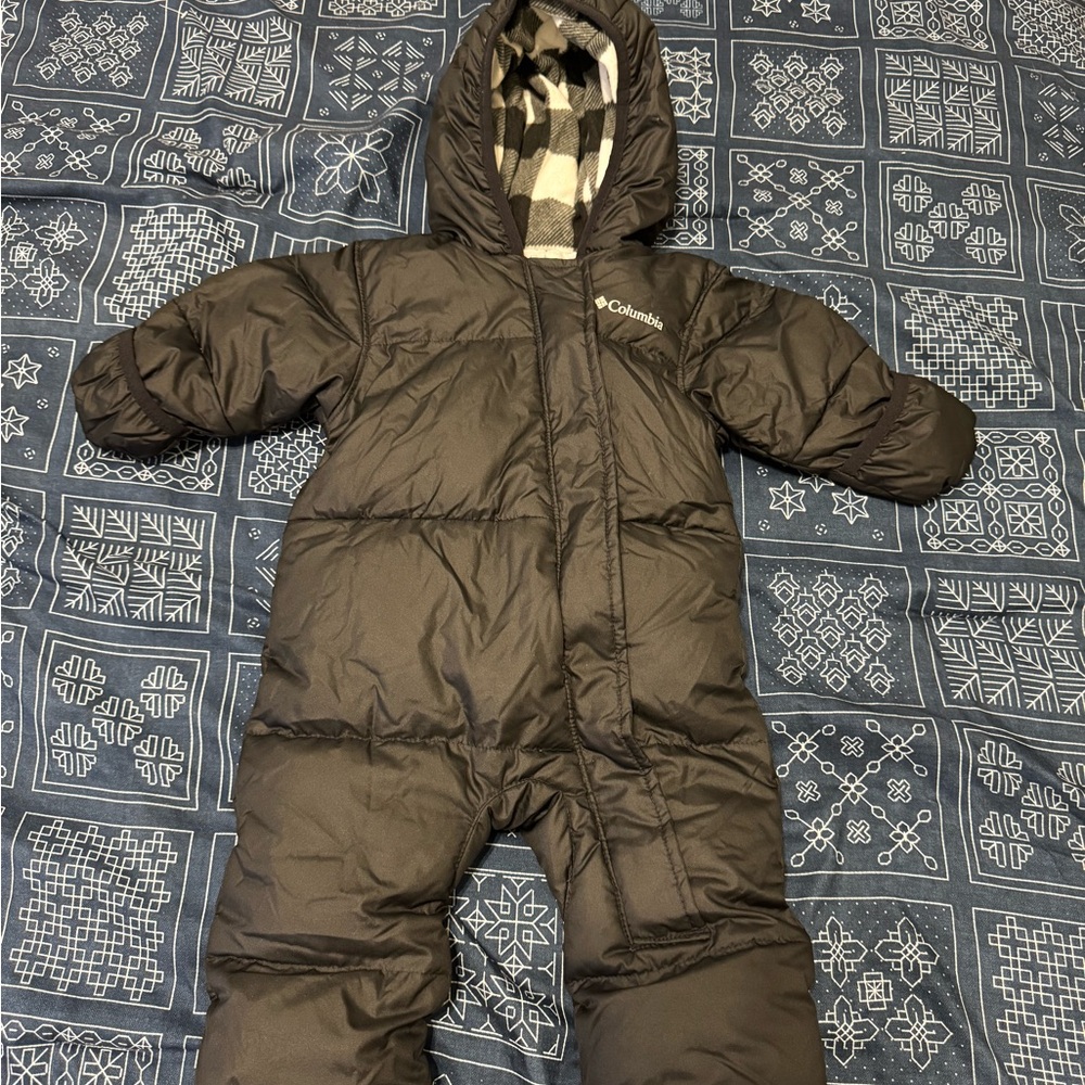 Columbia Black Snowsuit with Plaid Lining